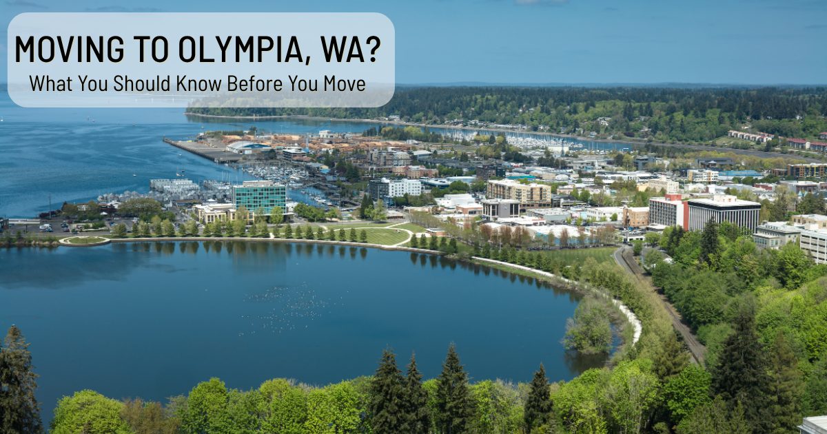Aerial view of downtown Olympia, Washington and Budd Inlet