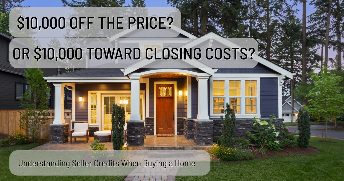 Western Washington home with graphic comparing a $10,000 price reduction to $10,000 toward closing costs
